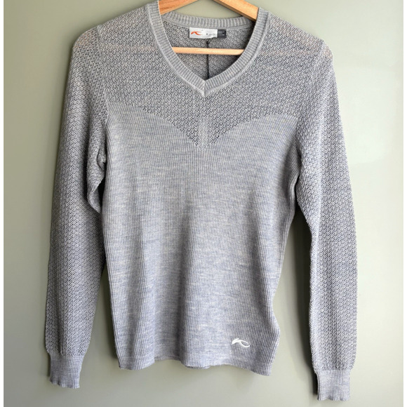 KJUS XS Martha V-Neck Pullover Sweater Lightweight Soft Merino Wool Blend Gray - Picture 1 of 14